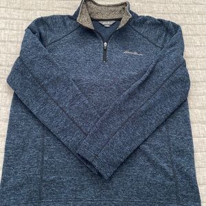 Blue fleece knit quarter zip